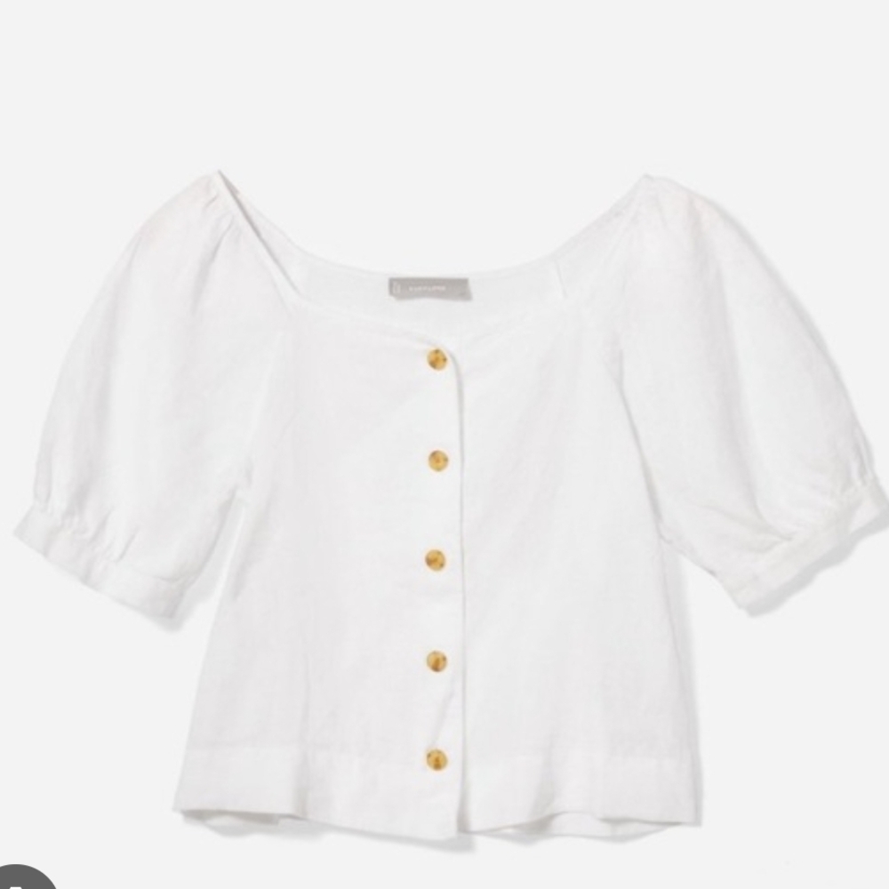 Everlane Cream Blouse with Gold Accents
